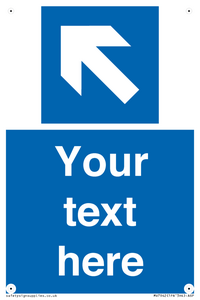 Custom Mandatory directional sign, blue arrow up and left